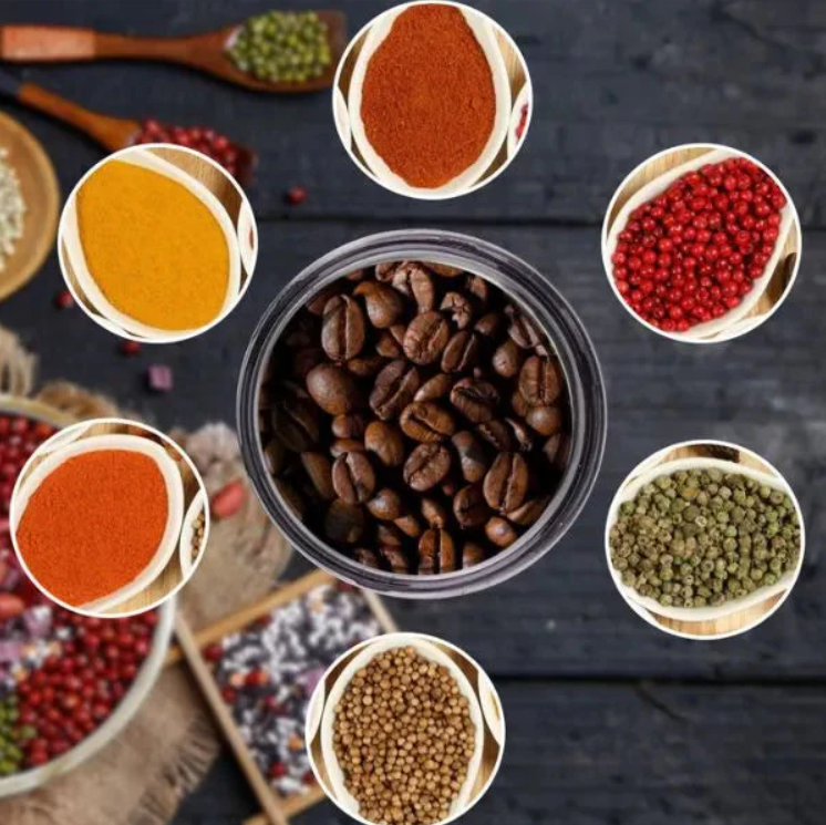 Molino Eléctrico Multifuncional — Para Café, Especias y Hierbas, Molienda Potente y Rápida